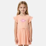 Robe fille manches courtes saumon