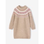 Robe fille manches longues camel