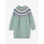 Robe fille manches longues vert sauge