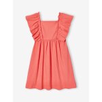 Robe fille manches papillon corail