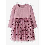 Robe fille en mati�res m�lang�es, jupe en tulle � pois name it mauve