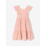 Robe fille mi - longue gaze de coton rose p�le