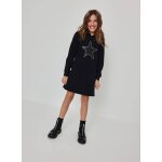 Robe fille en molleton avec �toile et capuche noir