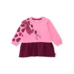 Robe fille en molleton � imprim� animal et jupe en tulle rose