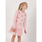 Robe fille molleton et tulle brod� fleurs pink