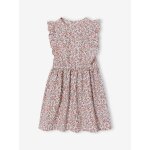 Robe fille en seersucker manches volant�es blanc imprim�