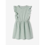 Robe fille en seersucker manches volant�es vert sauge
