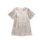 Robe pour fille  sequins argents et manches courtes argent