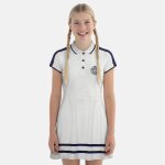 Robe fille style polo manches courtes blanc
