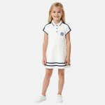 Robe fille style polo manches courtes blanc