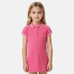 Robe fille style polo manches courtes rose fuchsia