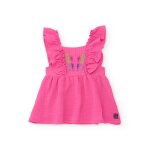 Robe fille en tissu avec broderie sur le devant rose