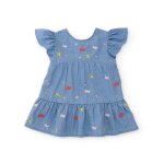 Robe pour fille en tissu en denim doux bleu