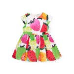 Robe fille en tissu avec motif de fruits multicolore