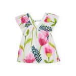 Robe pour fille en toile avec encolure crois�e blanc