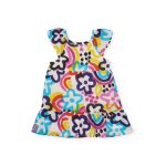 Robe pour fille en toile avec imprim� floral blanc