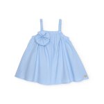 Robe pour fille en toile avec ornement fleur bleu