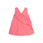 Robe pour fille en toile avec volant sur le devant rose
