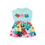 Robe fille en tricot avec fleurs brod�es bleu