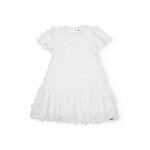 Robe fille unie avec d�corations florales blanc