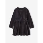 Robe fille velours ctel effet crois anthracite