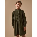 Robe fille en velours kaki