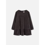 Robe fille en velours avec volants marron