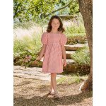 Robe fille vichy noeuds dos corail