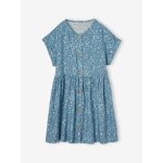 Robe  fleurs boutonne fille bleu ciel