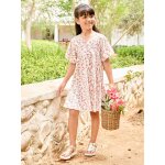 Robe à fleurs encolure cache coeur fille multicolore Robe à fleurs encolure cache coeur fille multicolore