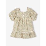 Robe fleurie bb dtails en dentelle vanille