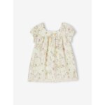 Robe fleurie bb manches courtes cru