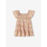 Robe fleurie bb avec smocks cru