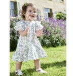 Robe fleurie de crmonie bb en gaze de coton cru