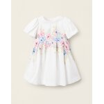 Robe florale avec volume blanc