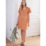 Robe gaze de coton brod� grossesse et allaitement terracotta