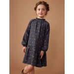 Robe en gaze de coton motifs fleurs fille anthracite Robe en gaze de coton motifs fleurs fille anthracite
