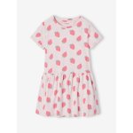 Robe imprime fille manches courtes rose nude