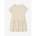 Robe imprime fille manches courtes vanille