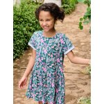 Robe imprim�e fille manches courtes vert imprim�