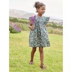 Robe imprime fille manches courtes  volants vert sapin