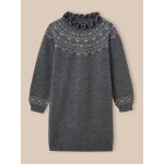 Robe jacquard en laine fille gris chine fonce