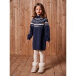 Robe jacquard en tricot fille marine
