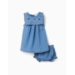 Robe en jean + bloomer � volants bleu