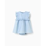 Robe en jean en coton avec volants bleu clair