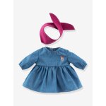 Robe en jean et foulard pour poupon bleu