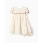 Robe en lin avec broderie + bloomer beige