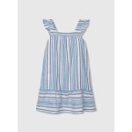 Robe en lin ray� multicolore