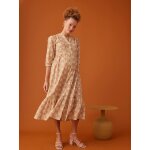 Robe longue boutonne esprit bohme jaune