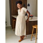 Robe longue boutonn�e grossesse coton bio �cru